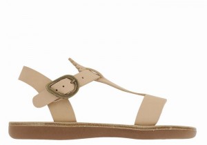 Kids' Ancient Greek Sandals Little Amber Soft Flat Sandals Beige | USJ1766RX