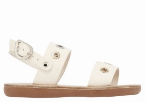 Kids' Ancient Greek Sandals Little Clio Eyelets Soft Casual Sandals White | PCT715YU