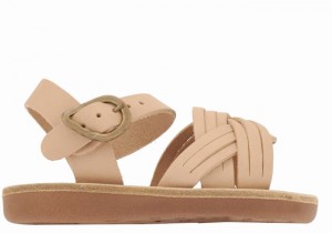 Kids' Ancient Greek Sandals Little Electra Soft Flat Sandals Beige | WRY2311AT