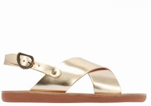 Kids' Ancient Greek Sandals Little Maria Soft Casual Sandals Gold White | LOO787JD