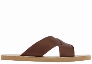 Men Ancient Greek Sandals Bios Slide Sandals Coffee | HNX3125AE