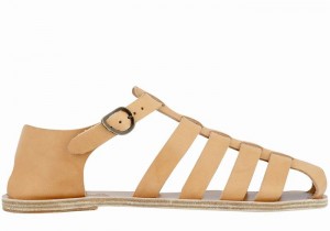 Men Ancient Greek Sandals Homer Fisherman Sandals Beige | GVY7486UQ