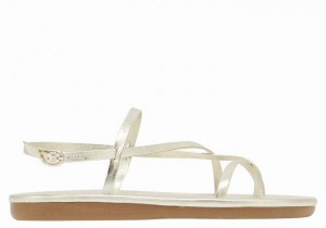 Women Ancient Greek Sandals Alethea Back-Strap Sandals Gold White | ZGB3183CI