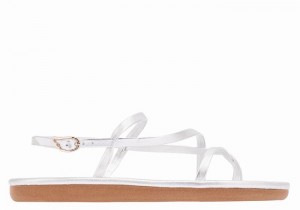 Women Ancient Greek Sandals Alethea Back-Strap Sandals Silver | NRR3112PY