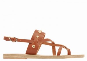 Women Ancient Greek Sandals Alethea Bee Back-Strap Sandals Dark Brown | KYJ8350VK