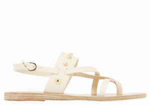 Women Ancient Greek Sandals Alethea Bee Back-Strap Sandals White | ZUJ5168IC