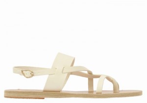 Women Ancient Greek Sandals Alethea Leather Back-Strap Sandals White | ANQ4320XO