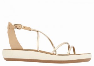 Women Ancient Greek Sandals Anastasia Comfort Ankle Strap Sandals Beige Gold White | LGM8472LX