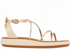 Women Ancient Greek Sandals Anastasia Comfort Ankle Strap Sandals Gold White | DKQ9693PX