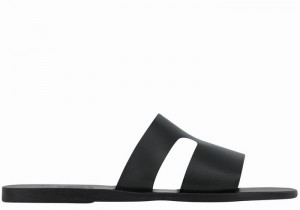 Women Ancient Greek Sandals Apteros Slide Sandals Black | QPR8337KR