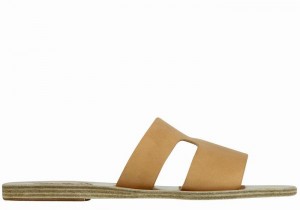 Women Ancient Greek Sandals Apteros Slide Sandals Beige | WBD481RN