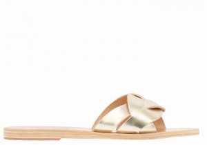 Women Ancient Greek Sandals Arachne Slide Sandals Gold White | IEH2636UB