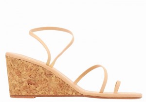 Women Ancient Greek Sandals Chora Mid Wedge Sandals Beige | RLC6361DO