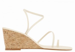 Women Ancient Greek Sandals Chora Mid Wedge Sandals White | JDN9167MZ