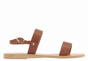 Women Ancient Greek Sandals Clio Back-Strap Sandals Dark Brown | MVU1339AA