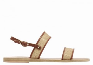 Women Ancient Greek Sandals Clio Casual Sandals Beige Brown | OZV441XL