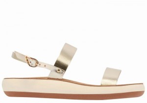 Women Ancient Greek Sandals Clio Comfort Casual Sandals Gold White | NUG6036TP