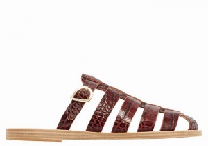 Women Ancient Greek Sandals Cosmia Fisherman Sandals Dark Red Black | XFO479IC