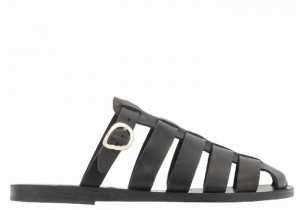 Women Ancient Greek Sandals Cosmia Fisherman Sandals Black | FBS2093BC