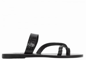 Women Ancient Greek Sandals Daphnae Slide Sandals Black | VLL5345QE