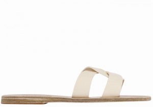 Women Ancient Greek Sandals Desmos Slide Sandals White | PRF1115NQ