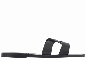 Women Ancient Greek Sandals Desmos Slide Sandals Black | VZT544RG