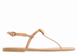 Women Ancient Greek Sandals Dimitra Flip Flop Back-Strap Sandals Beige | KRP5673NE