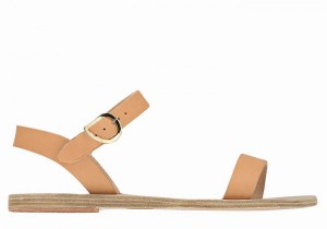 Women Ancient Greek Sandals Drama New Leather Casual Sandals Beige | IDH9255VT