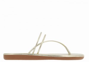 Women Ancient Greek Sandals E Flip Flops Gold White | SQC6877KX