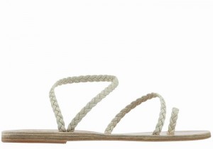 Women Ancient Greek Sandals Eleftheria Leather Braided Sandals White | JVV1957HH