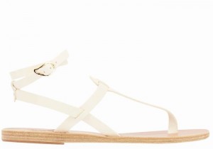 Women Ancient Greek Sandals Estia Leather Ankle Strap Sandals White | ZRS1882QX