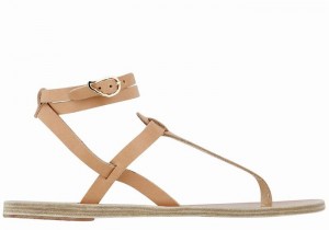 Women Ancient Greek Sandals Estia Leather Ankle Strap Sandals Beige | LJV41100JF