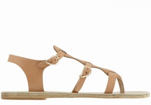 Women Ancient Greek Sandals Grace Kelly Leather Casual Sandals Beige | LHH217BZ