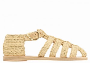 Women Ancient Greek Sandals Homeria Fisherman Sandals Beige | FDS394BJ