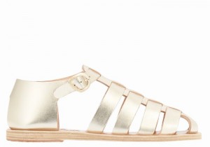 Women Ancient Greek Sandals Homeria Fisherman Sandals Gold White | BSW3610IY