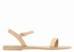 Women Ancient Greek Sandals Irida Leather Back-Strap Sandals Beige | QQO2454BK