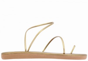 Women Ancient Greek Sandals Kansiz Toe-Post Sandals Gold Brown | VWD2712ZR