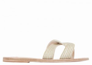 Women Ancient Greek Sandals Kore Of Berlin Slide Sandals White | OKC385TY