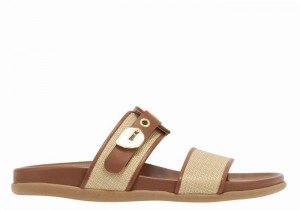 Women Ancient Greek Sandals Latria Slide Sandals Beige Brown | ACB4939AY