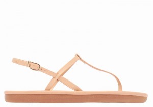 Women Ancient Greek Sandals Lito Flip Flop Back-Strap Sandals Beige | JYV870HO