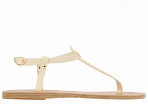 Women Ancient Greek Sandals Lito Flip Flop Leather Back-Strap Sandals White | AOO9821TG