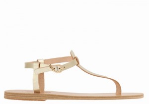 Women Ancient Greek Sandals Lito Flip Flop Leather Back-Strap Sandals Gold White | MJO7476IH