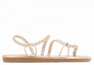 Women Ancient Greek Sandals Maya Braided Sandals Rose Gold | QWD8755FE