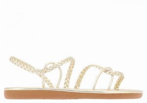 Women Ancient Greek Sandals Maya Braided Sandals Gold White | DDI128VJ