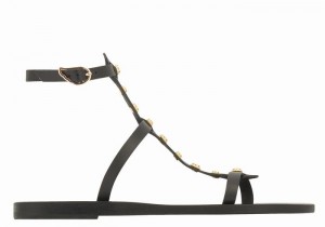 Women Ancient Greek Sandals Meliti Bee Ankle Strap Sandals Black | AND3279UL