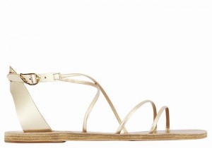 Women Ancient Greek Sandals Meloivia Ankle Strap Sandals Gold White | VTY962ZW