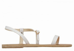 Women Ancient Greek Sandals Niove Leather Back-Strap Sandals White | TDK882VX