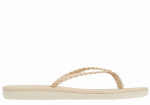 Women Ancient Greek Sandals Plage Flip Flop Braided Sandals White | RRS9962CJ