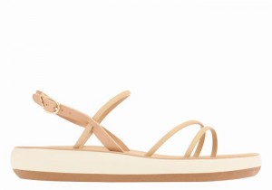 Women Ancient Greek Sandals Polis Back-Strap Sandals Beige | JUQ4693FI