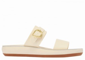 Women Ancient Greek Sandals Preveza Comfort Slide Sandals White | FND1004FI